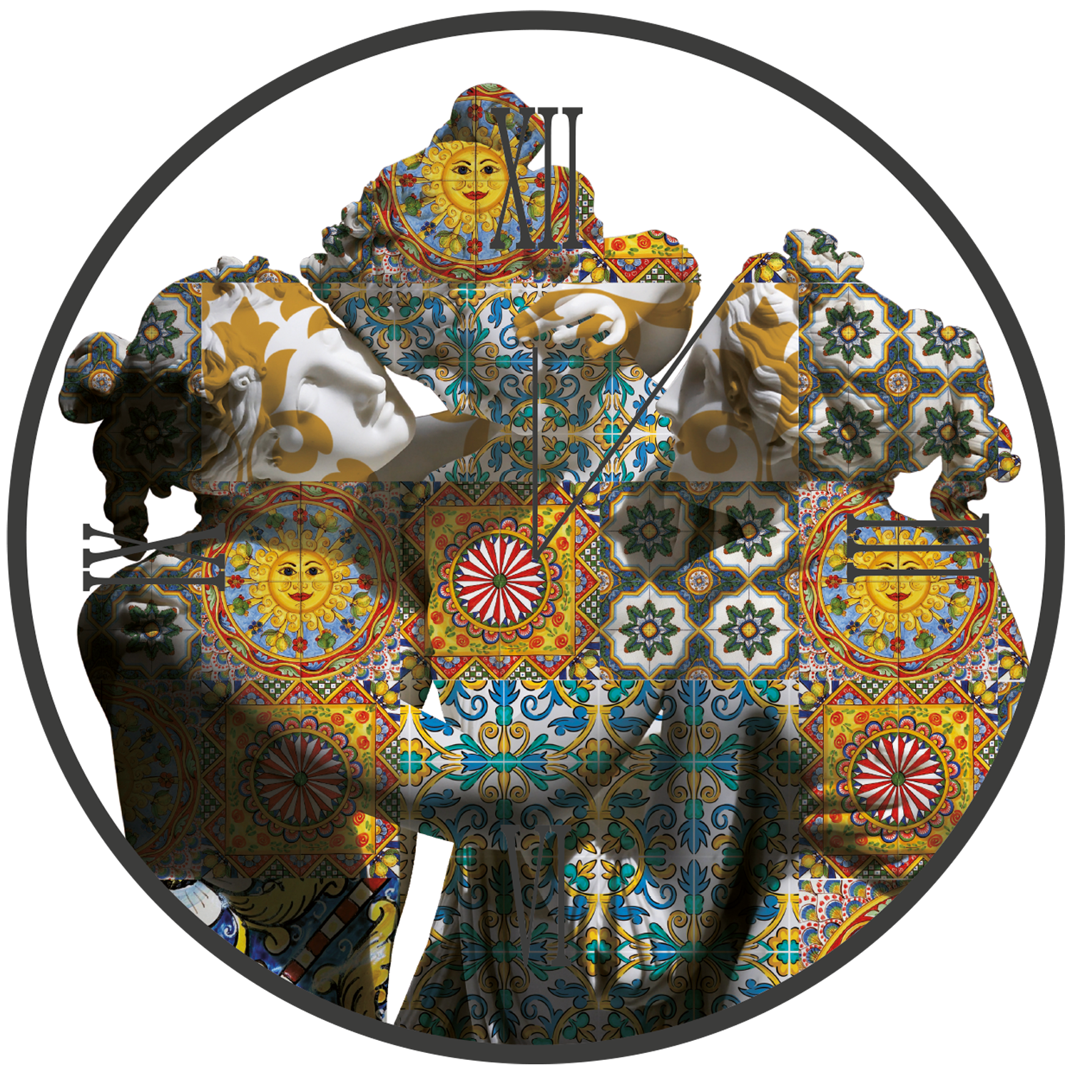 LE TRE GRAZIE round glass clock