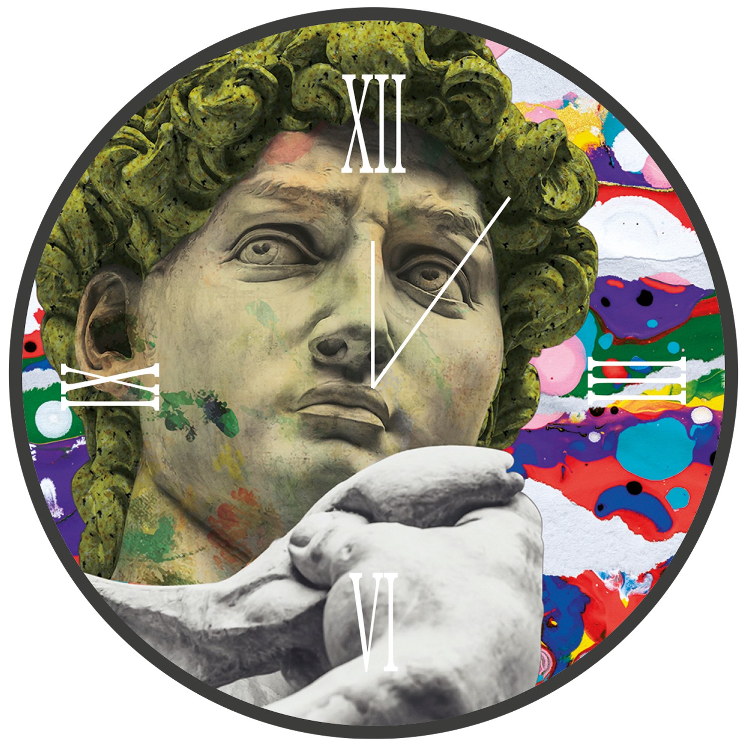 Orologio tondo in vetro DAVID IN COLOUR