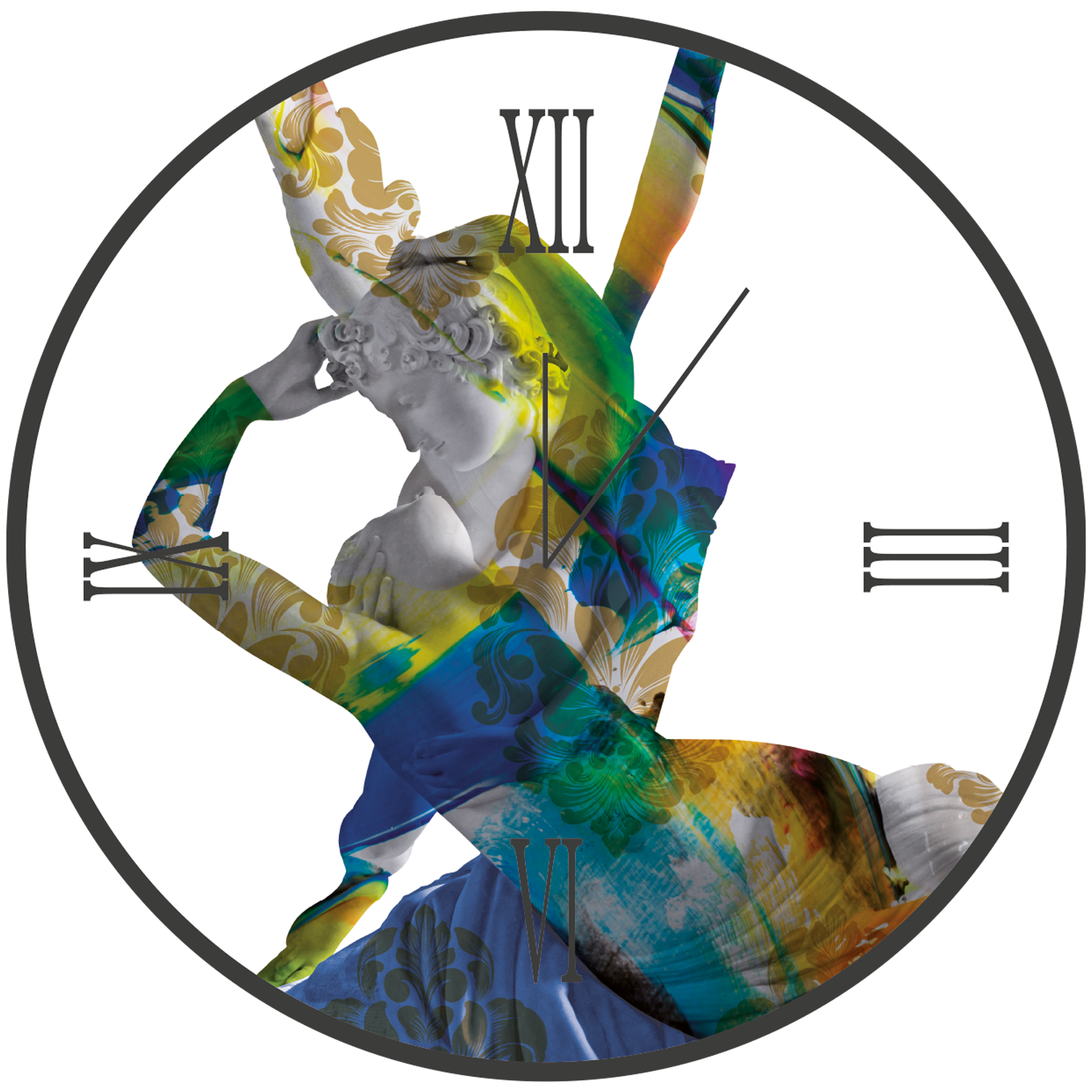 Orologio tondo in vetro AMORE E PSICHE