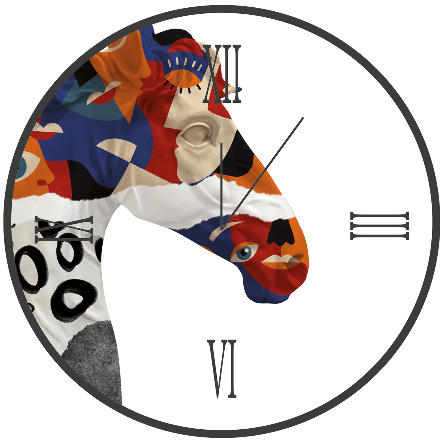 HORSE round glass clock