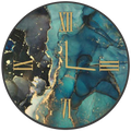 Orologio tondo in vetro ARTE FLUIDA PETROLIO