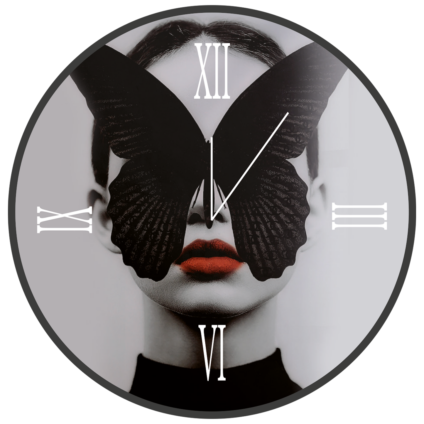 BUTTERFLY round glass clock