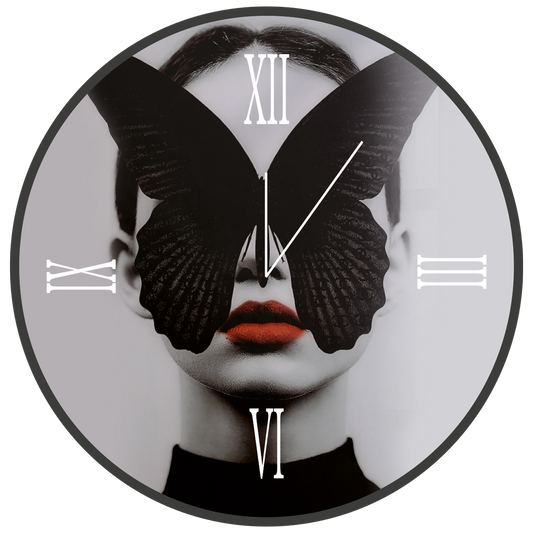 BUTTERFLY round glass clock