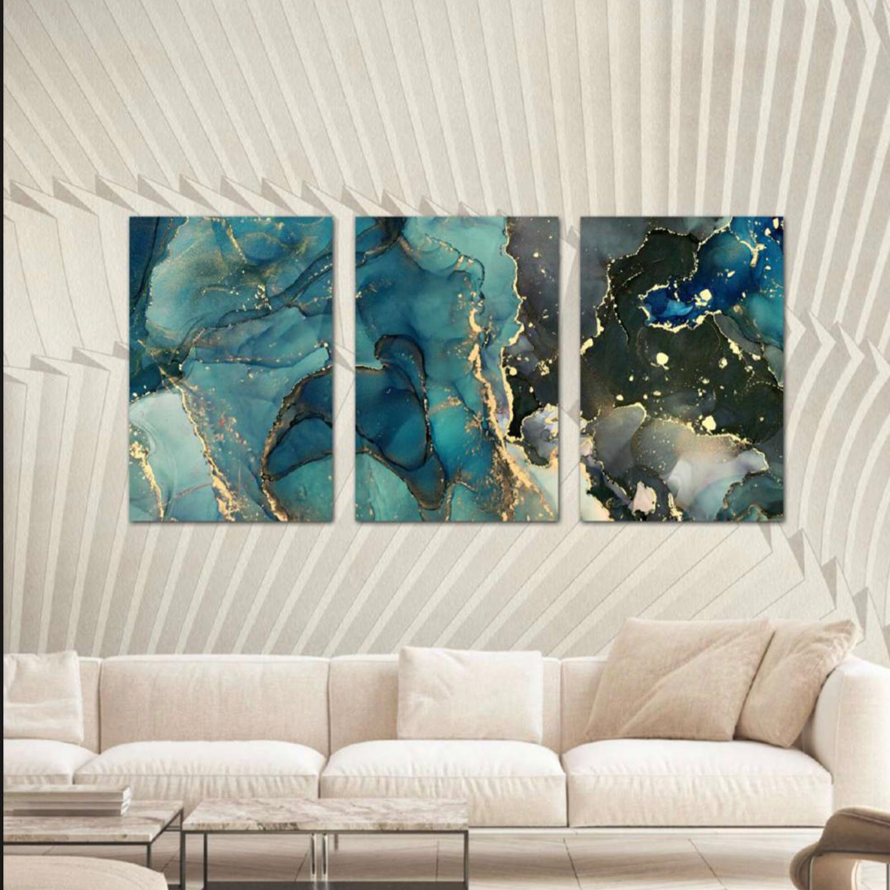 Tris di quadri in vetro ARTE FLUIDA PETROLIO