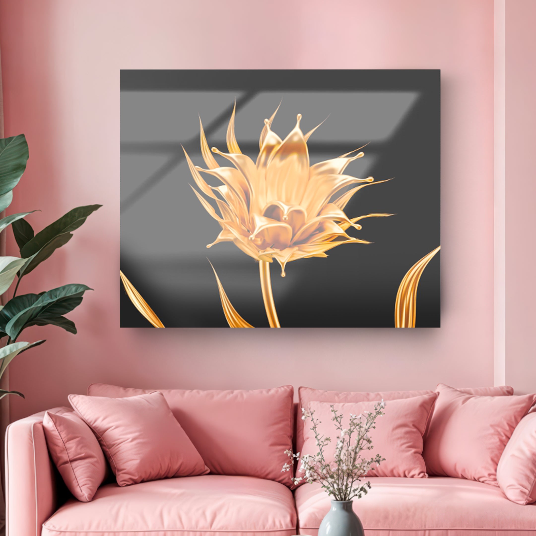 Quadro in vetro GOLD FLOWER