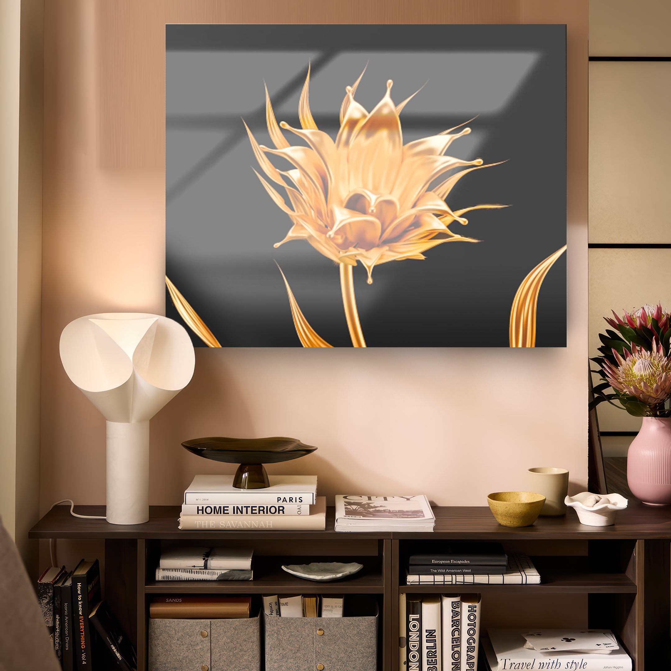 Quadro in vetro GOLD FLOWER