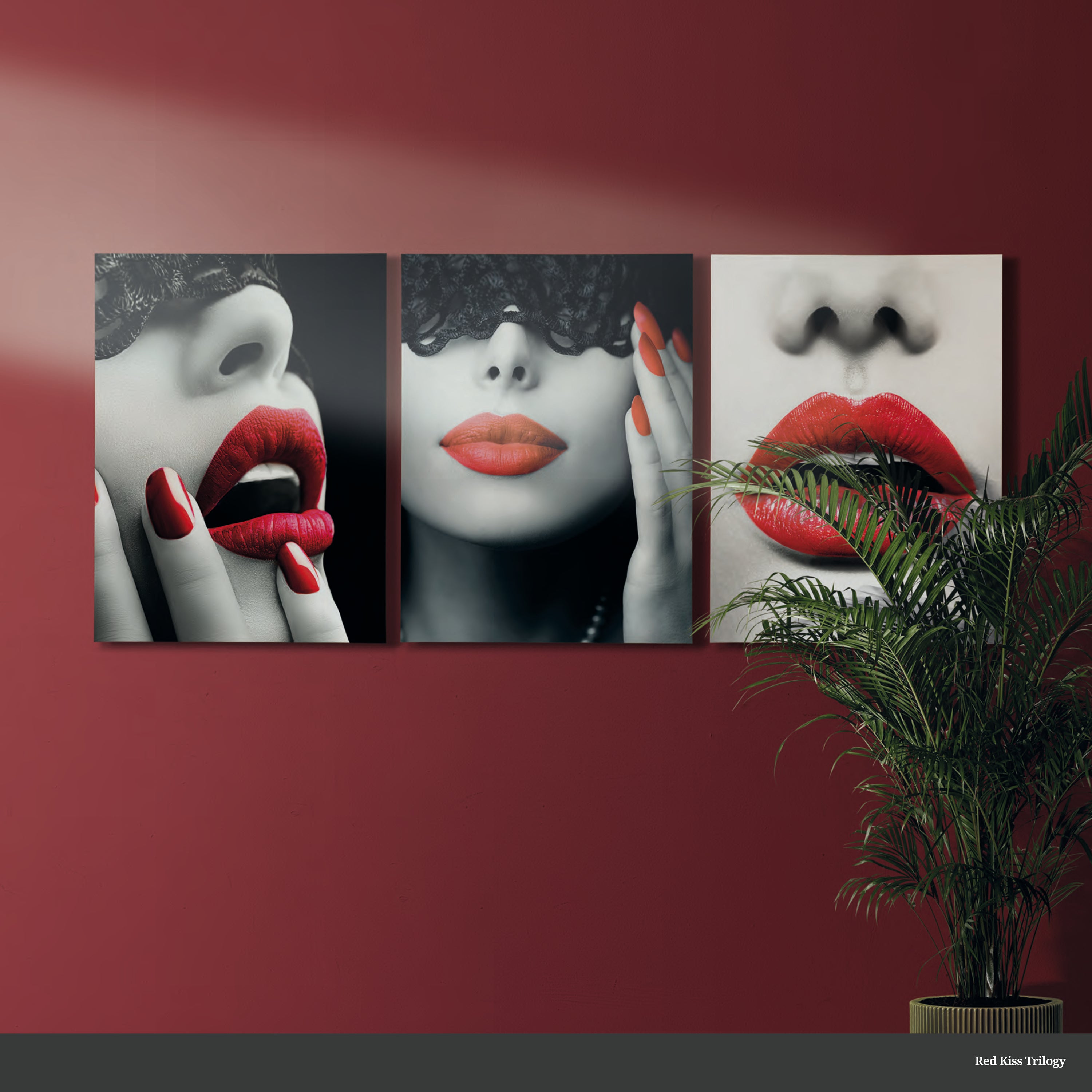 RED KISS TRILOGY glass picture